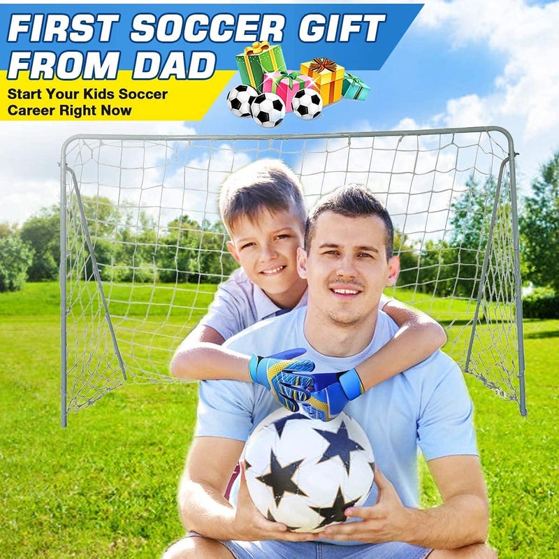 Jalunth Soccer Goalkeeper Goalie Gloves Kids Youth Goal Keeper Field Player Glove Boys Girls Ages 7-8 Years Old Anti-Slip Latex Palm Soft Pu Hand Back Blue Size 6 - Image 3